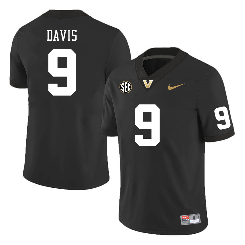 Vanderbilt Commodores #9 Daevion Davis College Football Jerseys Sale Stitched-Black